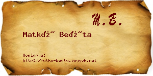 Matkó Beáta névjegykártya