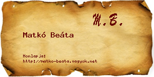 Matkó Beáta névjegykártya